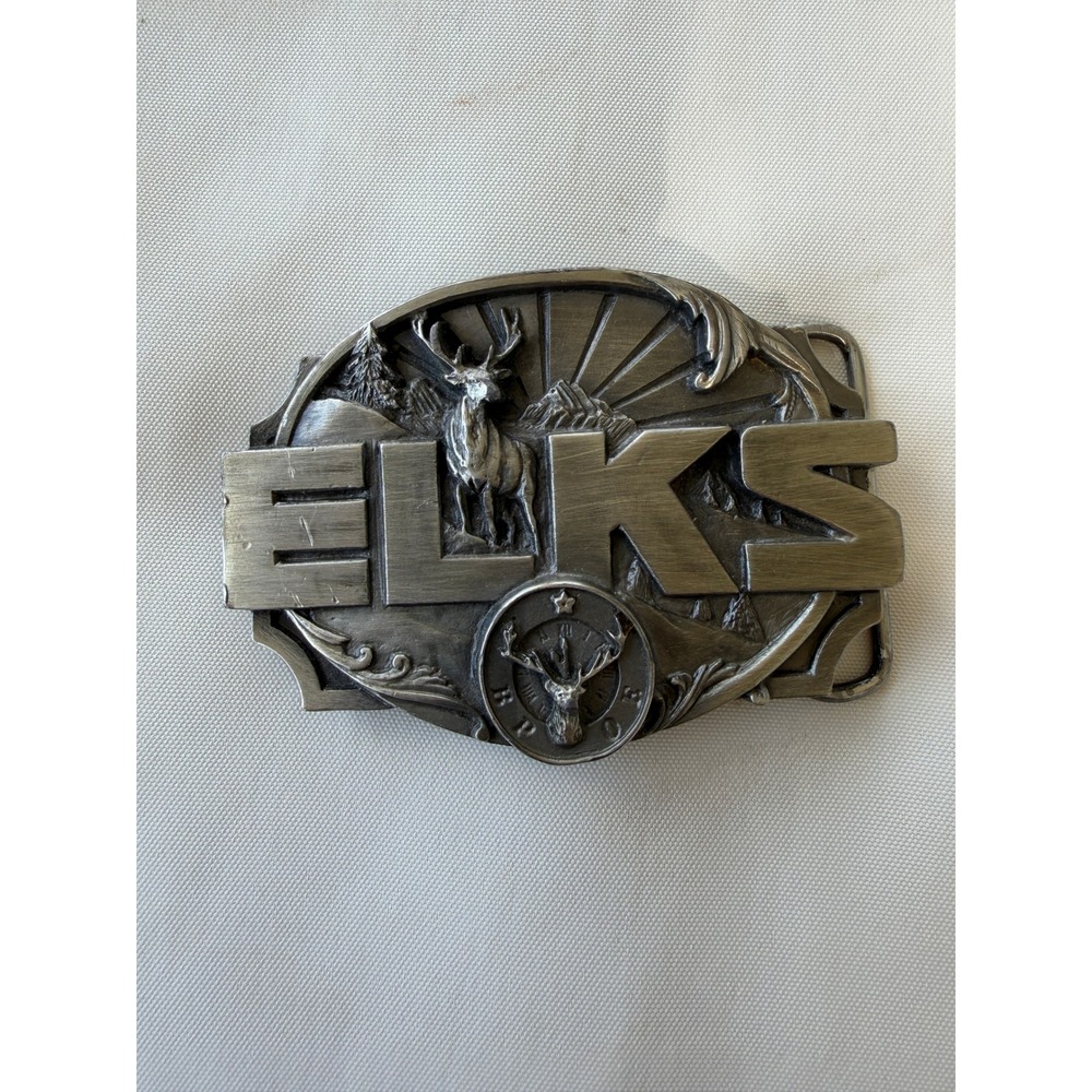 Vintage 1986 Siskiyou Elks BPOE Limited Edition Belt Buckle 1372/10000 Pewter